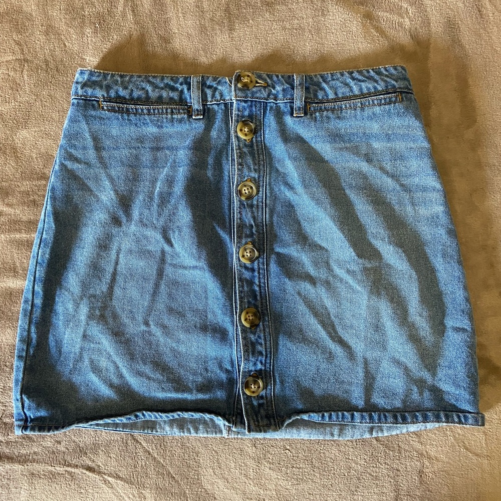 Harper Blue Button-Up Mini Skirt